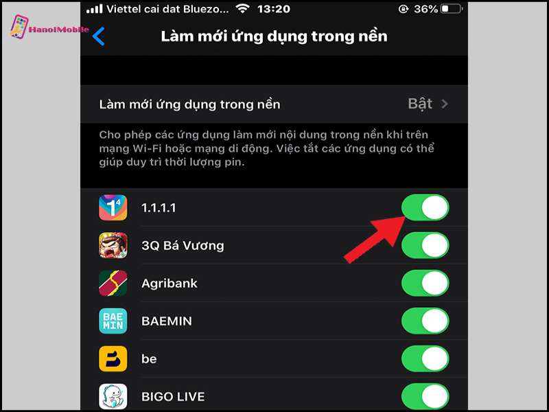 Cách tắt ứng dụng chạy ngầm trên điện thoại iphone sử dụng Cài đặt